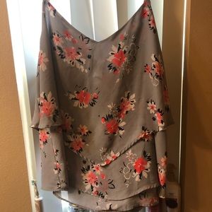 Torrid Grey floral handkerchief layered cami top